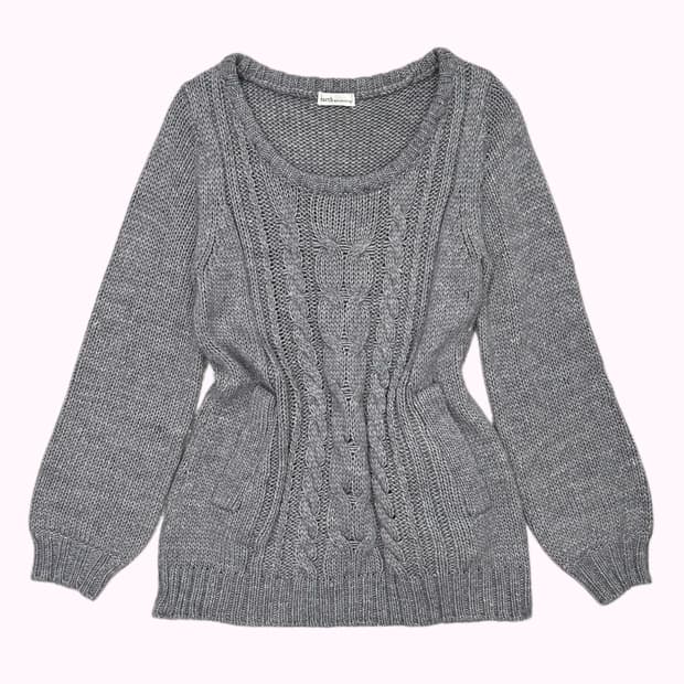 grey cable pocket knit