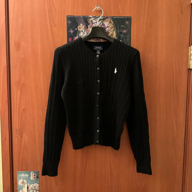 폴로 랄프로렌 걸즈 꽈배기 가디건 L(12-14) 블랙