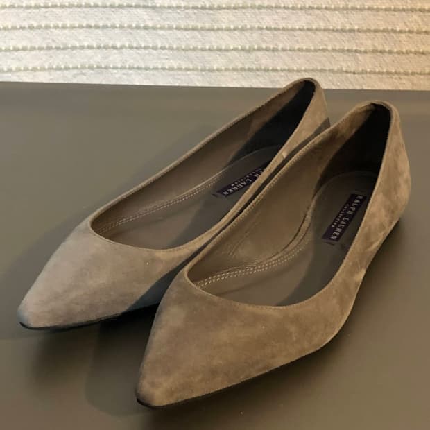 폴로 랄프로렌 퍼플라벨 스웨이드 플랫 슈즈 235