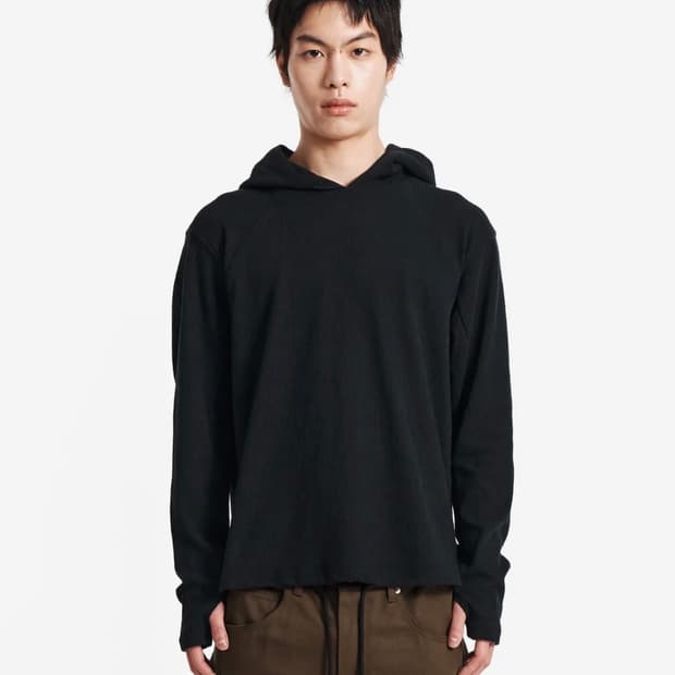 기철 Frame Slub Knit Hoodie 블랙