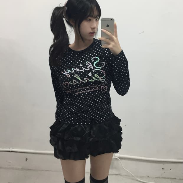 [LOVE POWERS] 러블리 갸루 도트 큐빅 롱슬리브