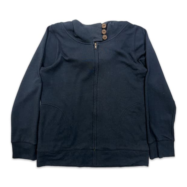 빈티지 네이비 하이넥 후드집업