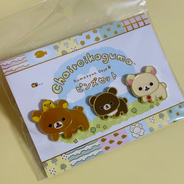 리락쿠마 핀 뱃지 3종 세트