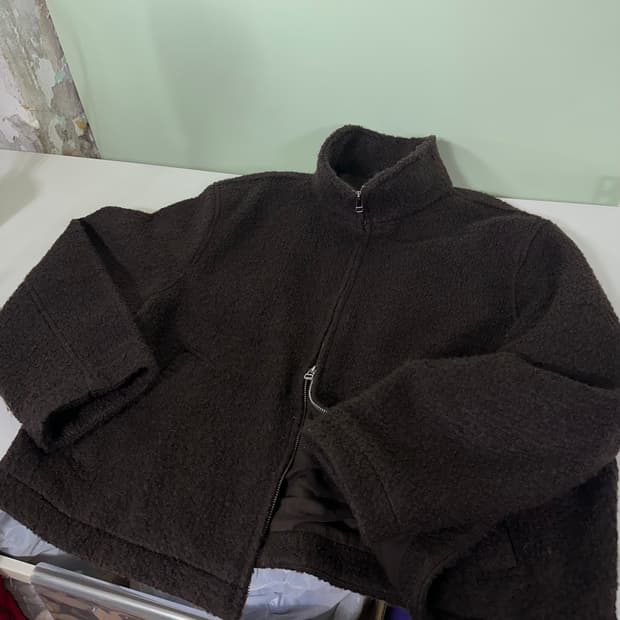 XXL 흐앤므 H&M 딥브라운 오버핏 투웨이 크롭 부클자켓