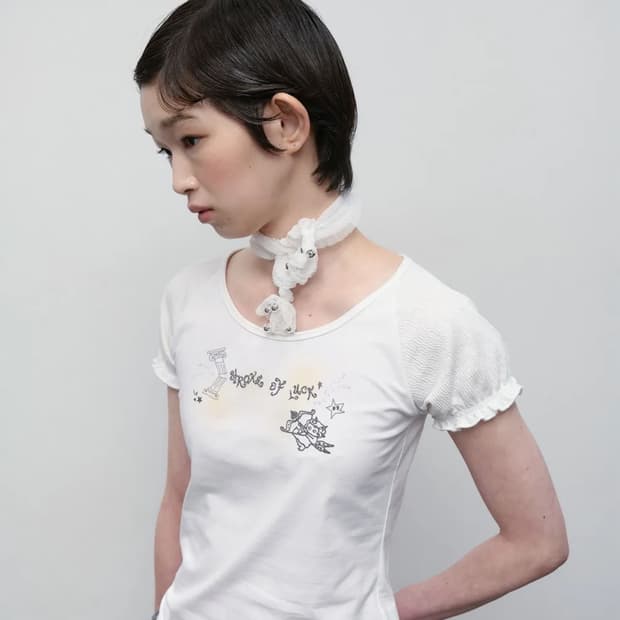 타입서비스 Lucky Puff Sleeve Top White