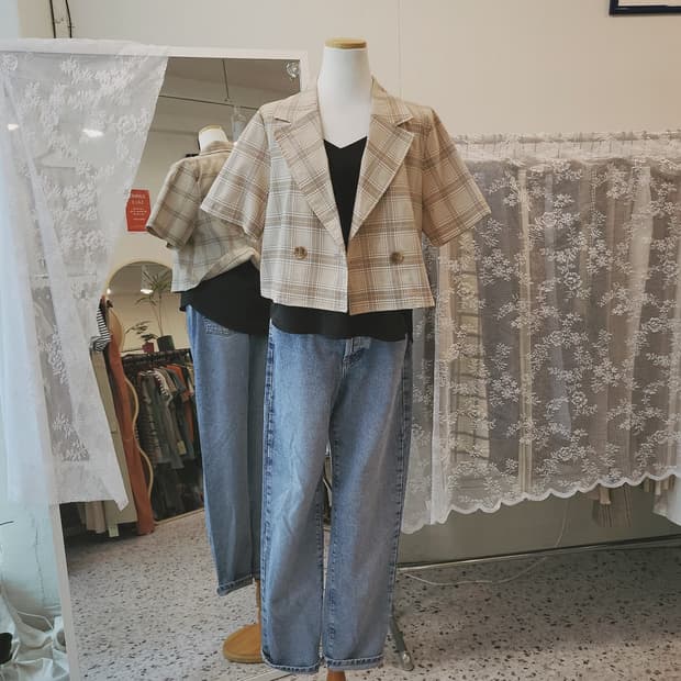 Casse 체크 반팔자켓
