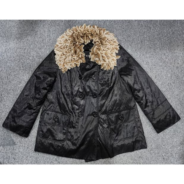 빈티지 더블 브레스트 렉스 퍼카라 토끼털 안감 자켓 L