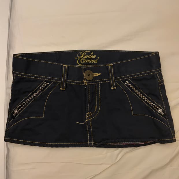 로우웨이스트 데님 스커트