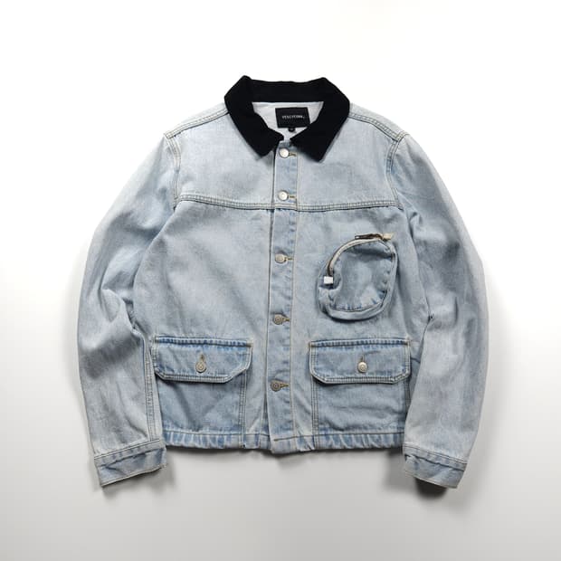 예스아이씨 아웃포켓 코듀로이 카라 데님 트러커 자켓 (M)