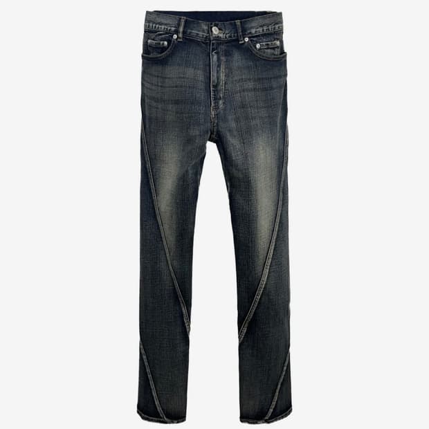 넥스트도어립스 TWISTED ZIPPER JEAN MID BLUE