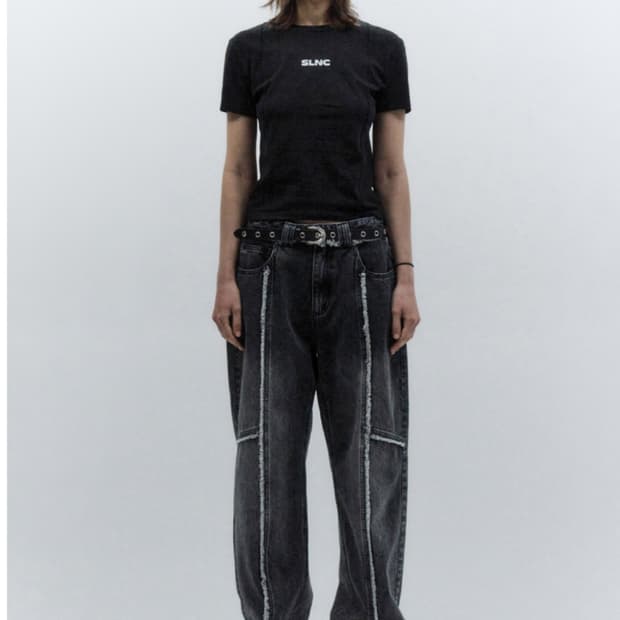 인사일런스우먼 테슬 디바이드 데님팬츠 블랙