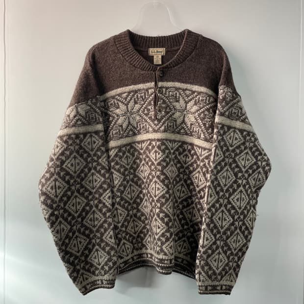 90s 엘엘빈 퓨어 울 노르딕 니트