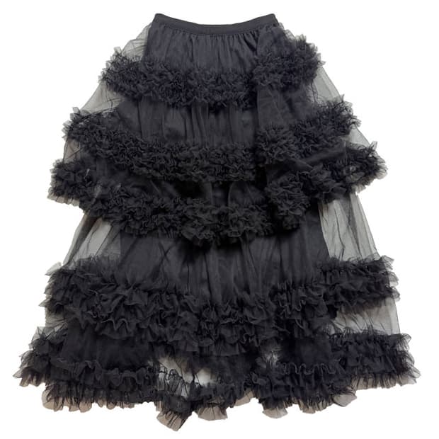 새상품 5단 캉캉 롱스커트 (블랙)