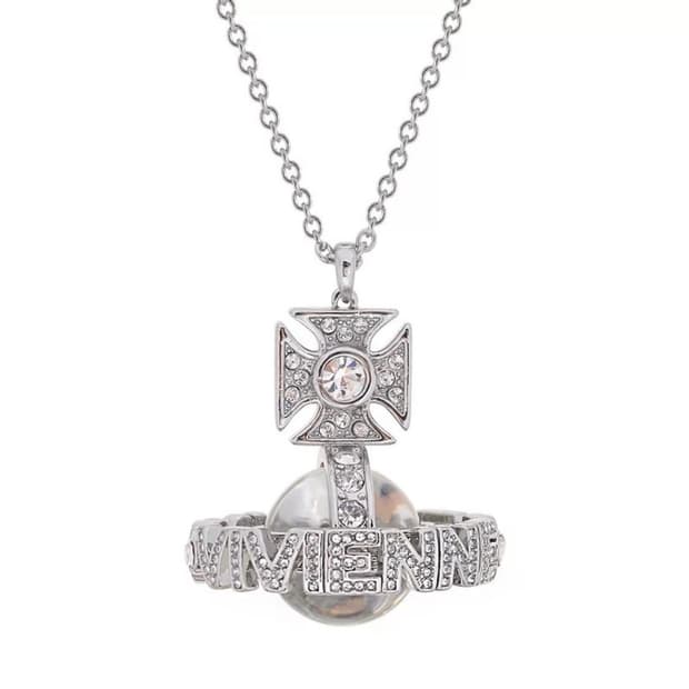 비비안웨스트우드 아카이브 크리스탈 큐빅 3d orb 팬던트 목걸이