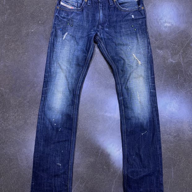 디젤 타나즈 DNA 슬림 스키니 빈티지 워싱 데미지 페인팅 데님팬츠 30