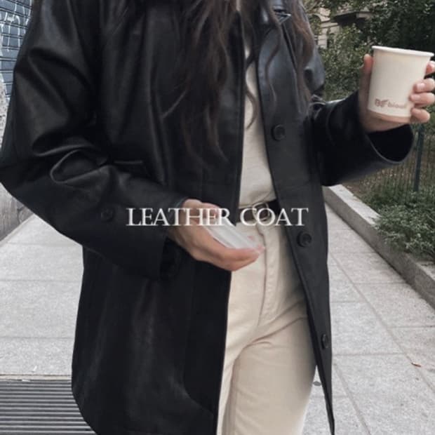 (새상품, 미착용) 슬로우앤드 베를린 비건 레더 트렌치코트 하프 블랙 봄