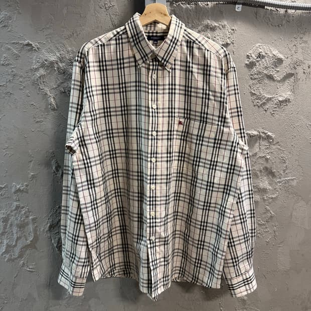 L 버버리 BURBERRY 런던 노바체크 버튼다운 셔츠 연베이지
