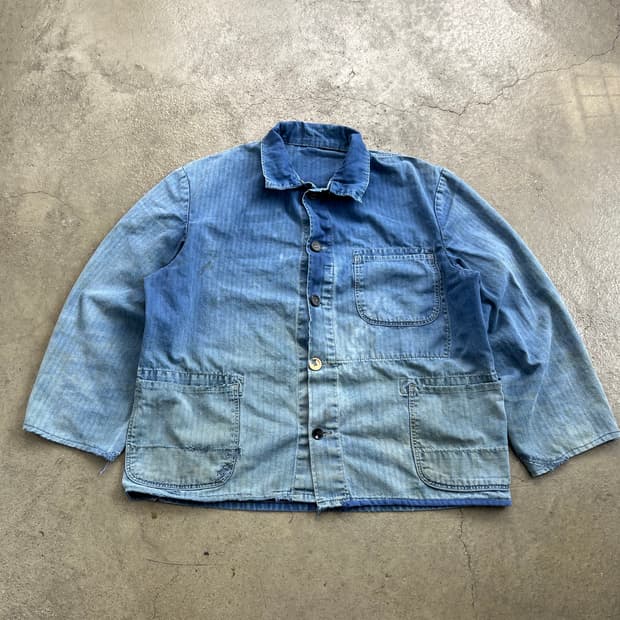 HARD FADED VINTAGE 썬페이드 HBT 헤링본코튼프렌치워크자켓