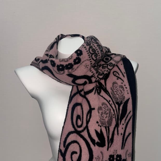 빈티지 오리엔탈 로즈 인디핑크 머플러