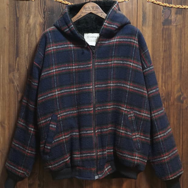 Melton USA 체크 퍼 후드자켓