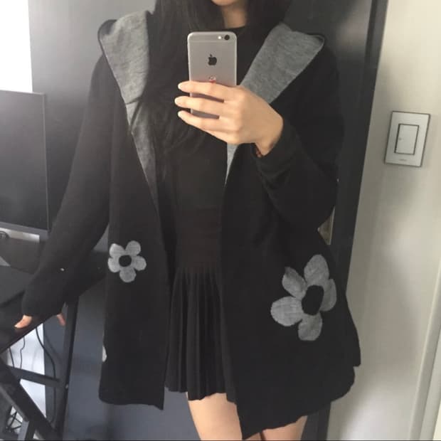 JPN Vintage 모리걸 하구미 리버시블 후드 롱가디건