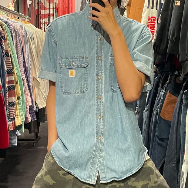 [IM] carhartt 칼하트 연청 데님 반팔셔츠