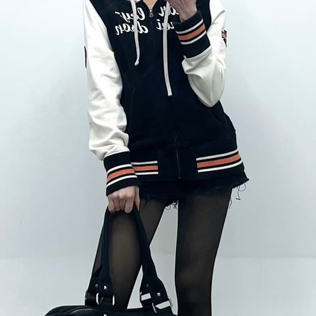 Harley Davidson 윙 레터링 프린팅 후드집업