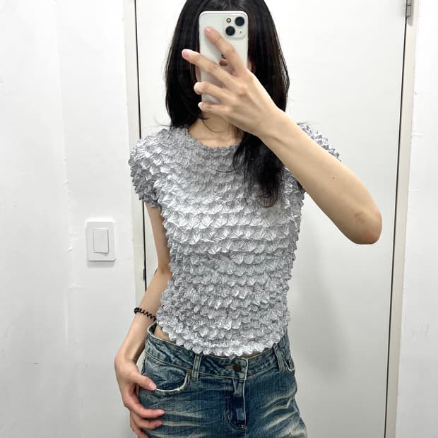  elegancia 팝콘 반팔 티셔츠