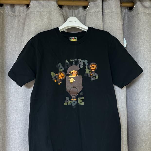 베이프 맵 카모 컬리지 마일로 반팔 티셔츠 M