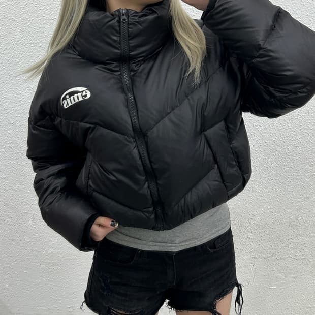 이미스 블랙 크롭 덕다운 패딩 S