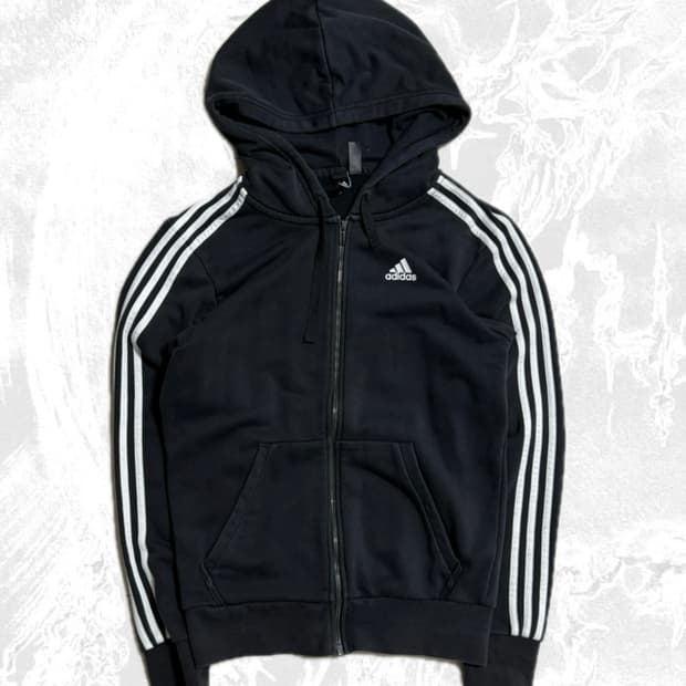 아디다스 삼선 후드집업 블랙