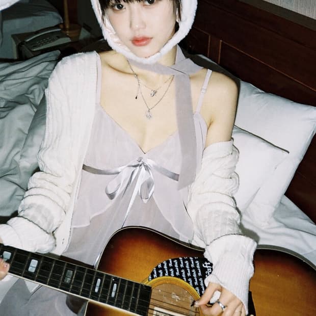 엔젤넘버 555 프릴 리본 원피스