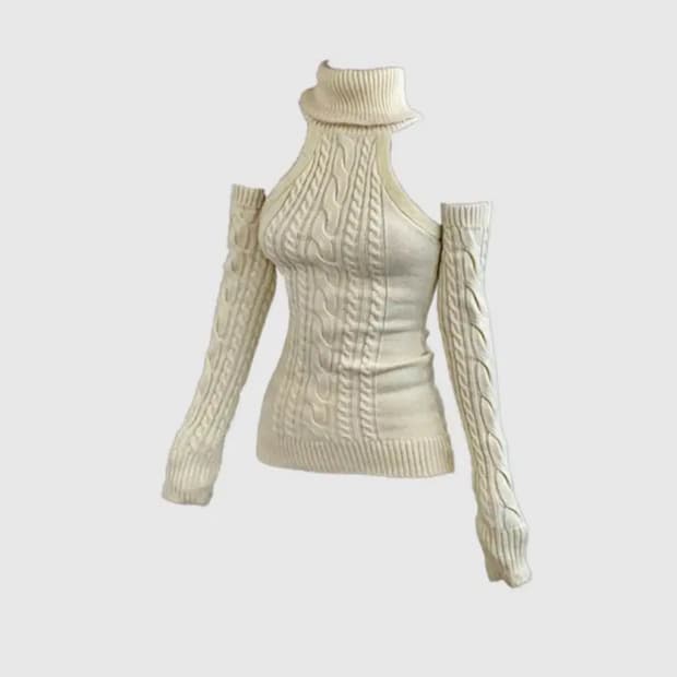 제크 꽈배기 니트 폴라넥 암워머 세트