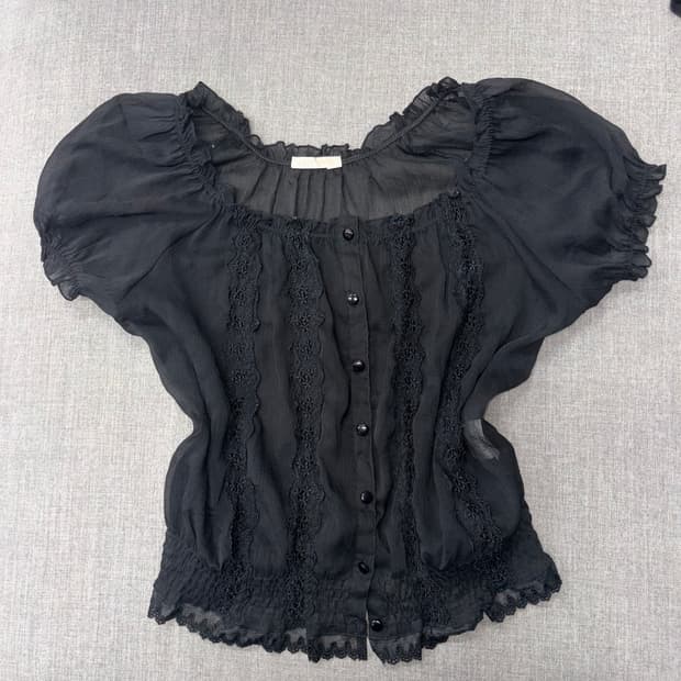레스트 로즈 공겜 여주깔 블랙 프릴 블라우스 빈티지 jpn vintage