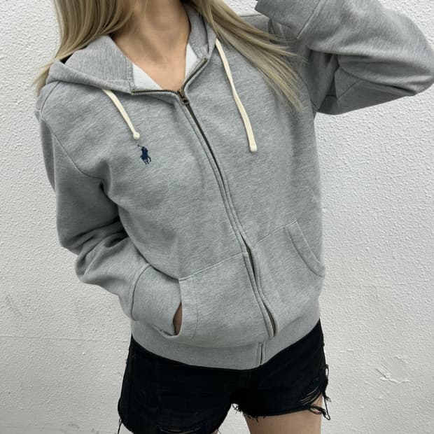 폴로 랄프로렌 네이비포니 그레이 후드집업 S
