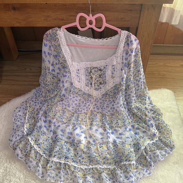 빈티지 히메카지 플라워 판초 케이프 히메갸루 로걀 짜잔씨 긱시크 라떼