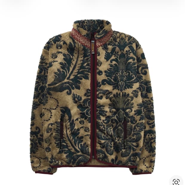 캐피탈 다마스크 패턴 플리스 집 블루존 베이지 4