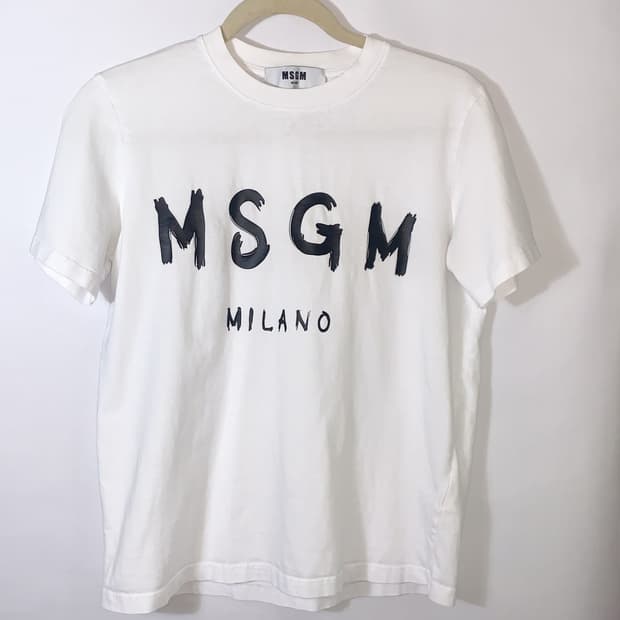 MSGM 로고 프린트 반팔 면 티셔츠 (S) & 태슬 이어링 set