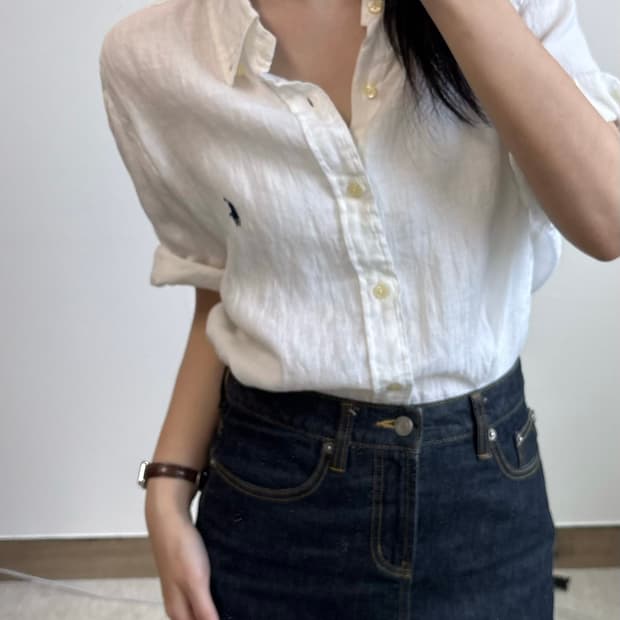 폴로 랄프로렌 큐알 신형 린넨 반팔 티셔츠