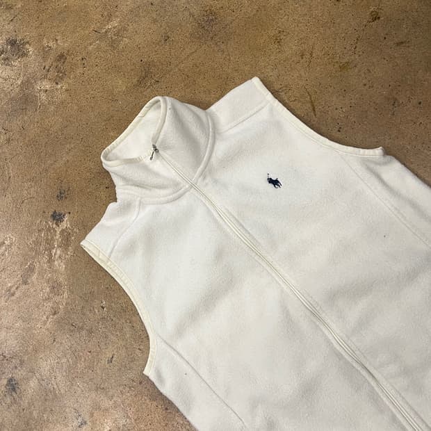 [정품/M] 폴로 랄프로렌 화이트 후리스 조끼 b15