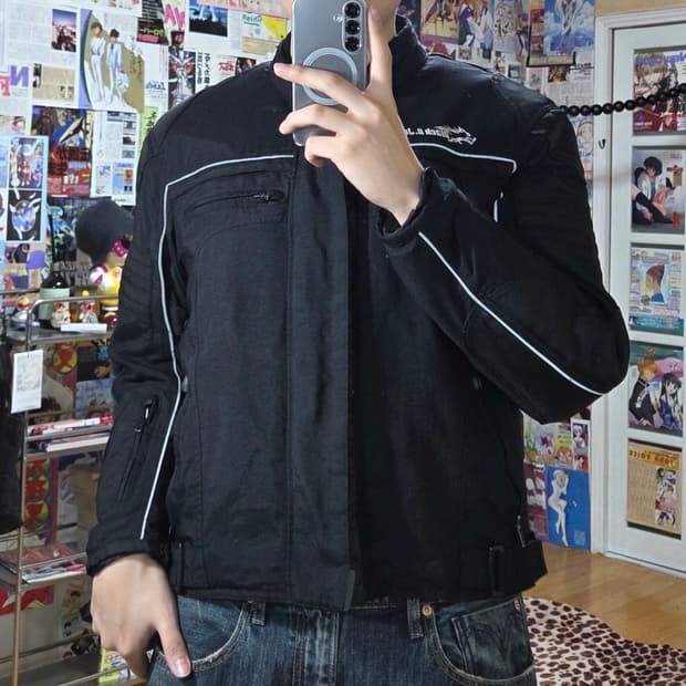 빈티지 블랙 레이싱 라이더 자켓