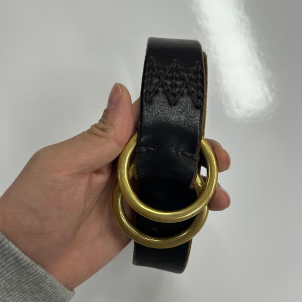 비즈빔 visvim 다크브라운 더블링 레더 벨트 34