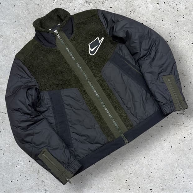 [M] 나이키 필쉐르파 퀼팅 플리스 자켓 카키 블랙 C285