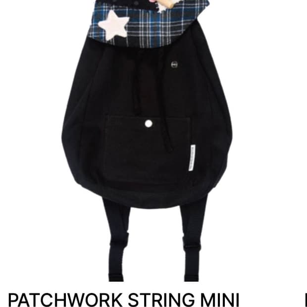  PATCHWORK STRING MINI BACKPACK (BLACK)