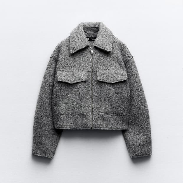 자라 부클 크롭 자켓 S