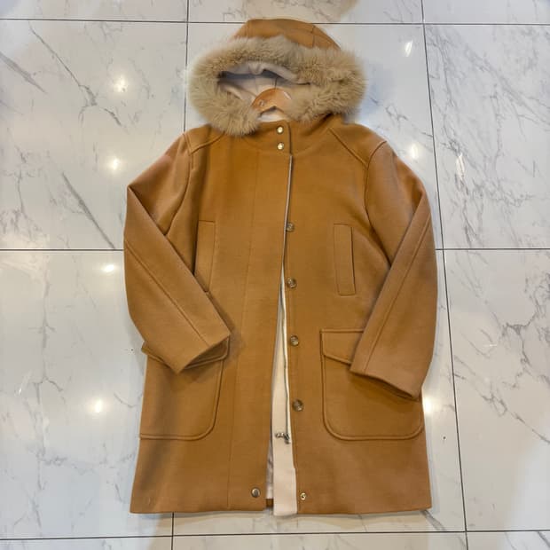 빈티지무드 롱코트 털후드 코트 진베이지코트 모리 니혼진