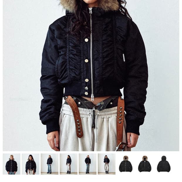 구해요더바이닐하우스  FUR HOODED MA-1 JACKET BLACK