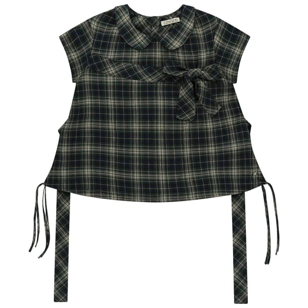 코이세이오 보우 블라우스 체크