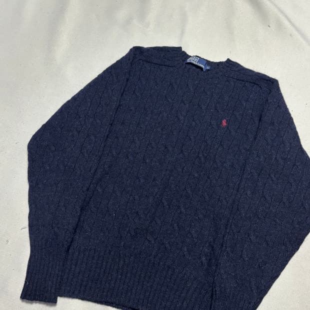 M 폴로랄프로렌 울 네이비 케이블 니트 