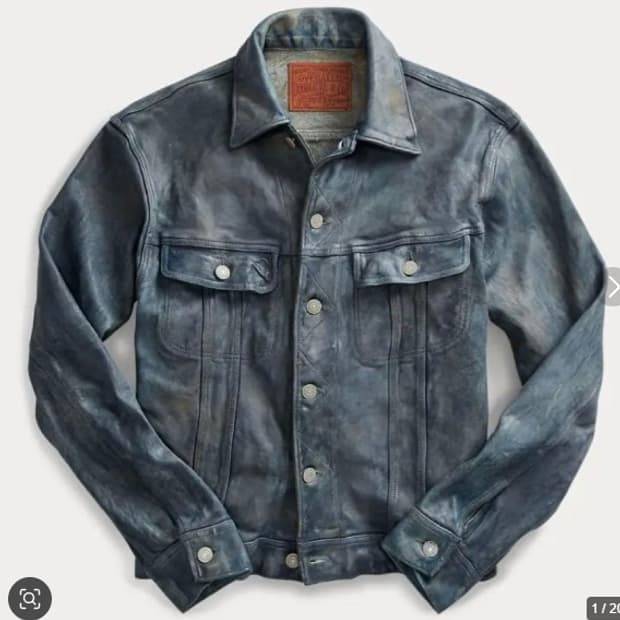 RRL lot271 인디고 레더 트러커 M